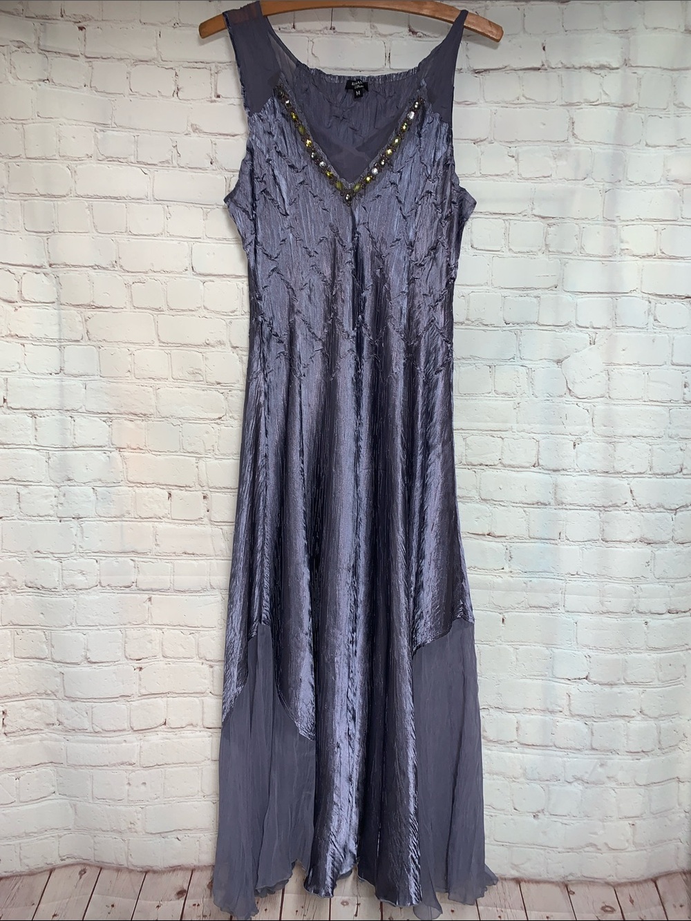 NWOT KomaRov 2 Piece Lavender Jeweled Charmeuse Chiffon Dress Jacket SizeM - Picture 2 of 9